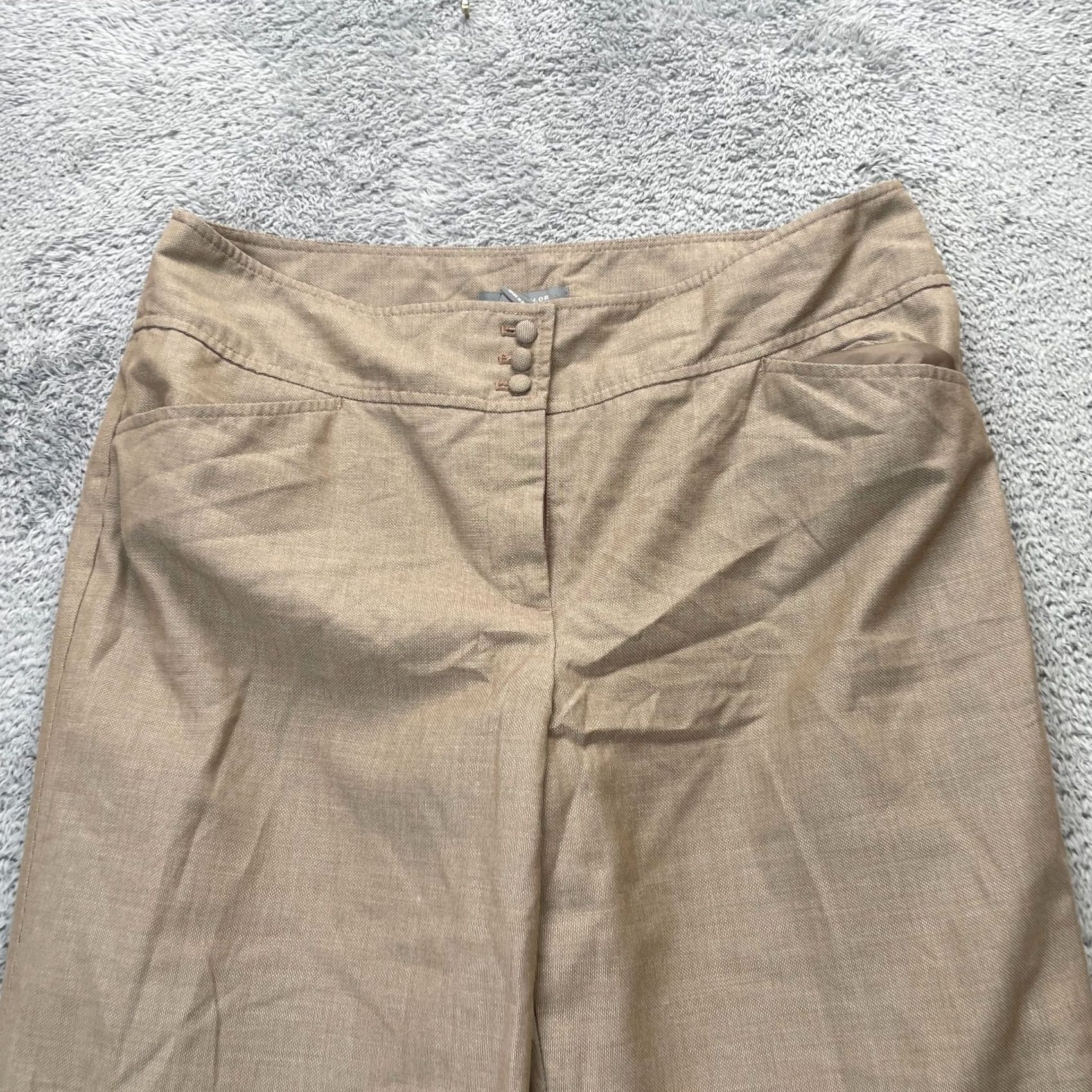 Ann Taylor Ann Taylor Womens Pants Brown Signature Fit Dress Textured Lined Wide Leg 12 Size 24" / US 00 / IT 34 - 5 Thumbnail