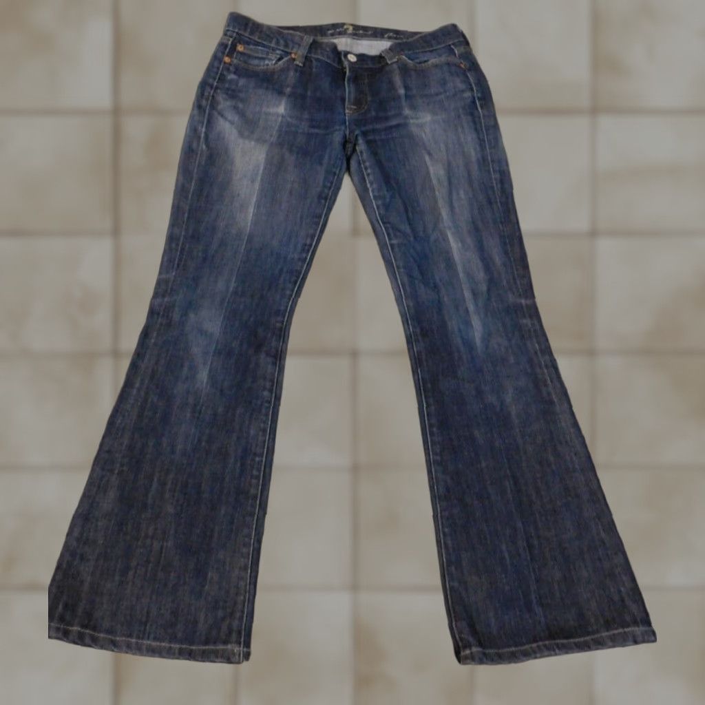 7 For All Mankind seven for all mankind jeans women size 29 flare blue retro denim stretch Size 29" - 1 Thumbnail