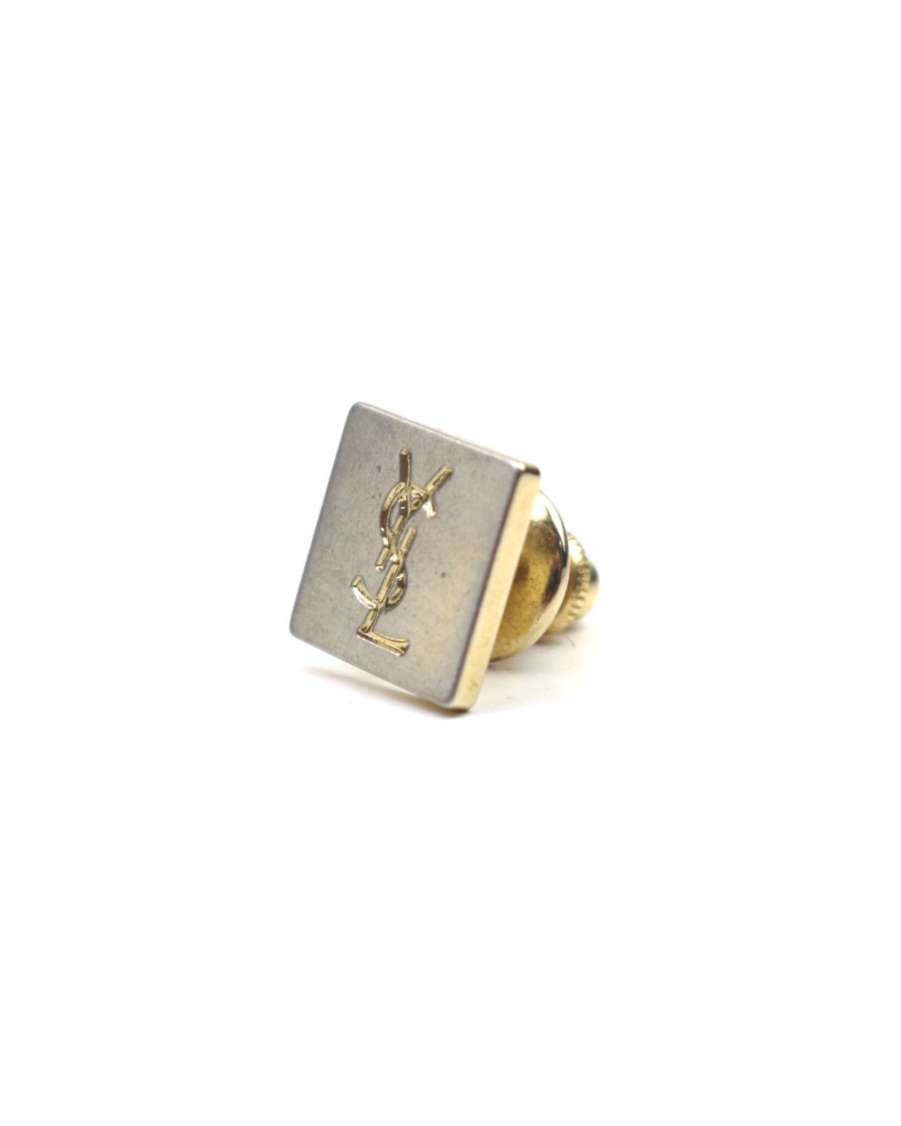 1980S YVES SAINT LAURENT GOLD-PLATED SQUARE LAPEL PIN