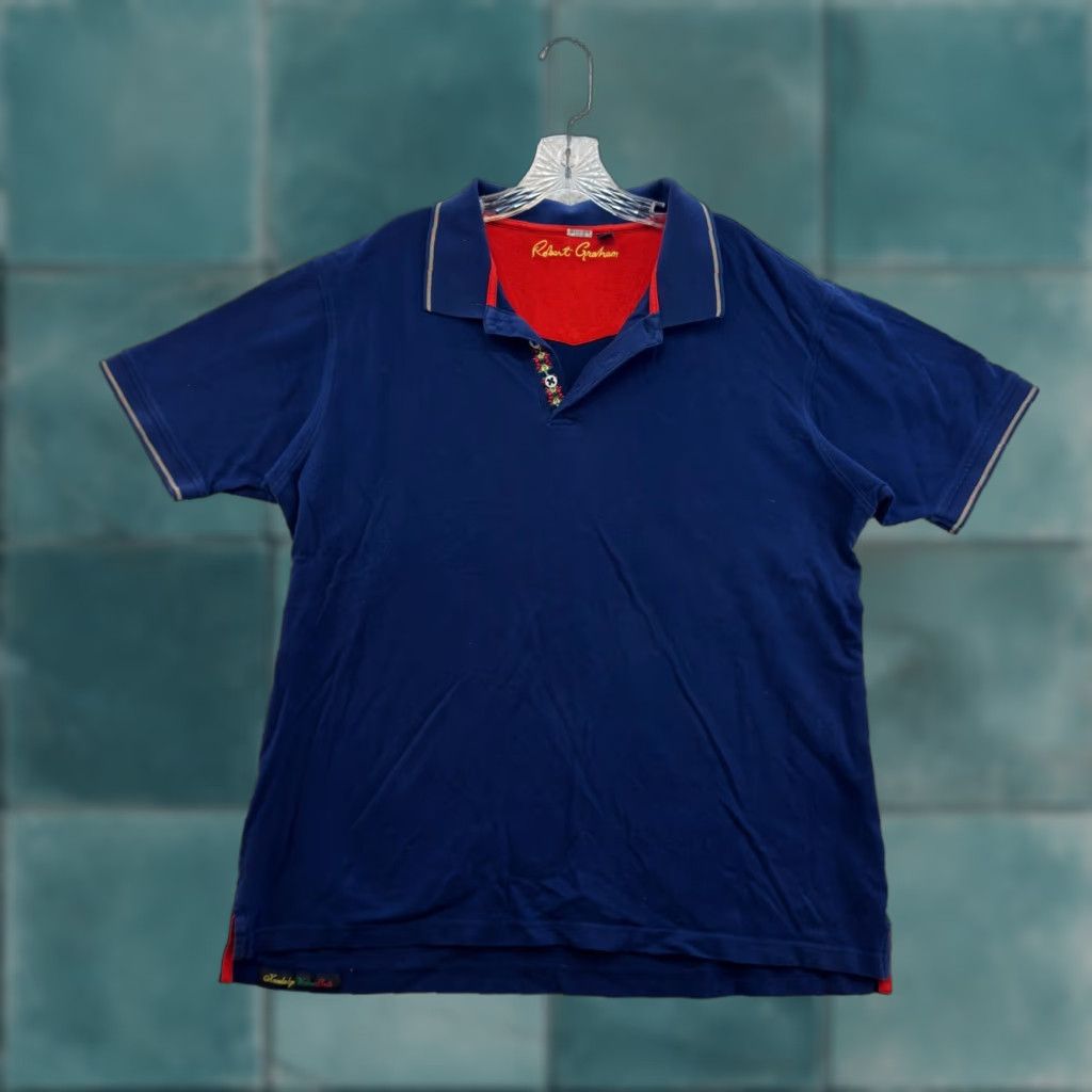 Robert Graham VINTAGE Robert Graham Polo Shirt Mens 2XL XXL Navy Blue Collared Short Sleeve Size US XXL / EU 58 / 5 - 1 Thumbnail