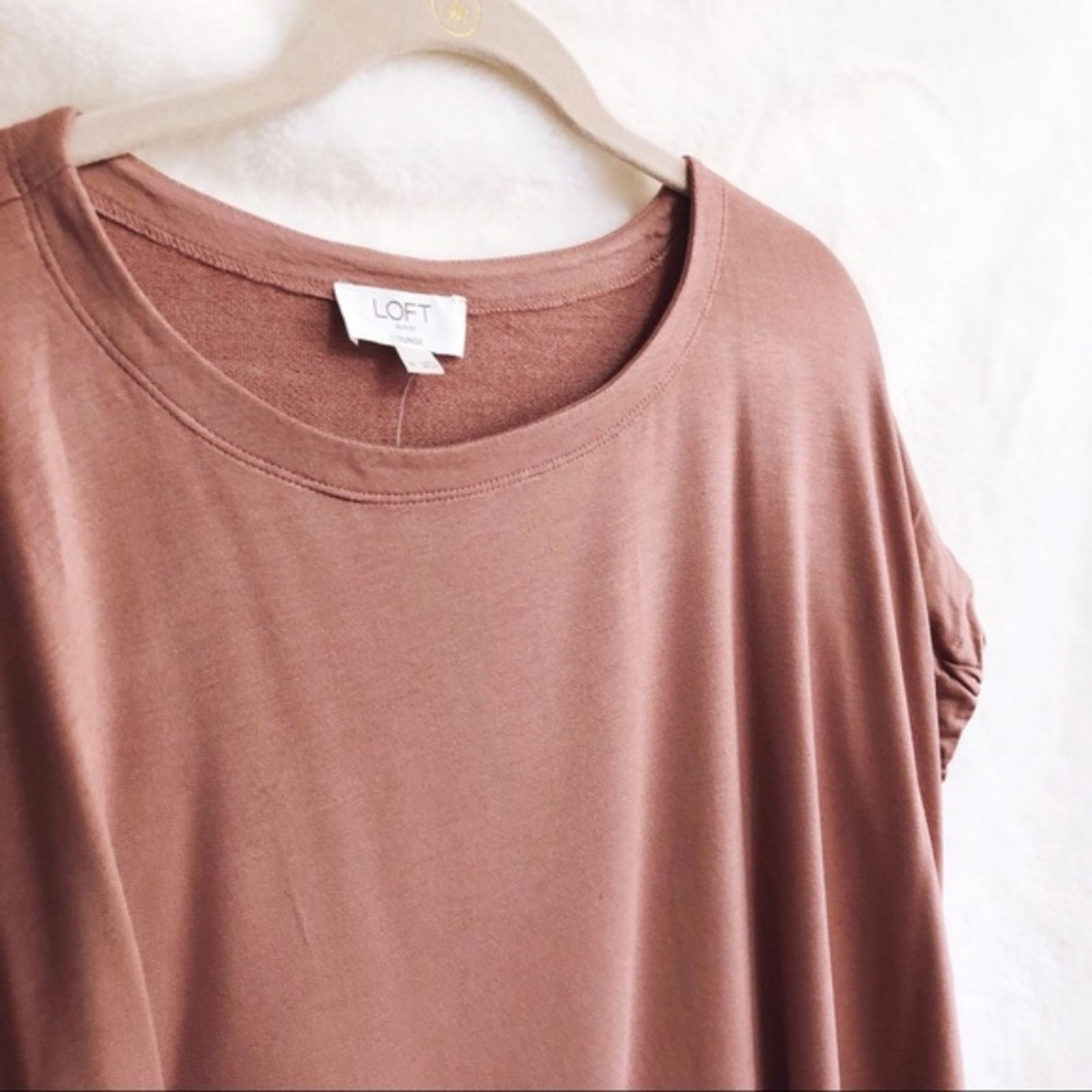 Loft LOFT Lounge Rust Pink Super Soft Tie Sleeve Shirt Size S / US 4 / IT 40 - 2 Thumbnail