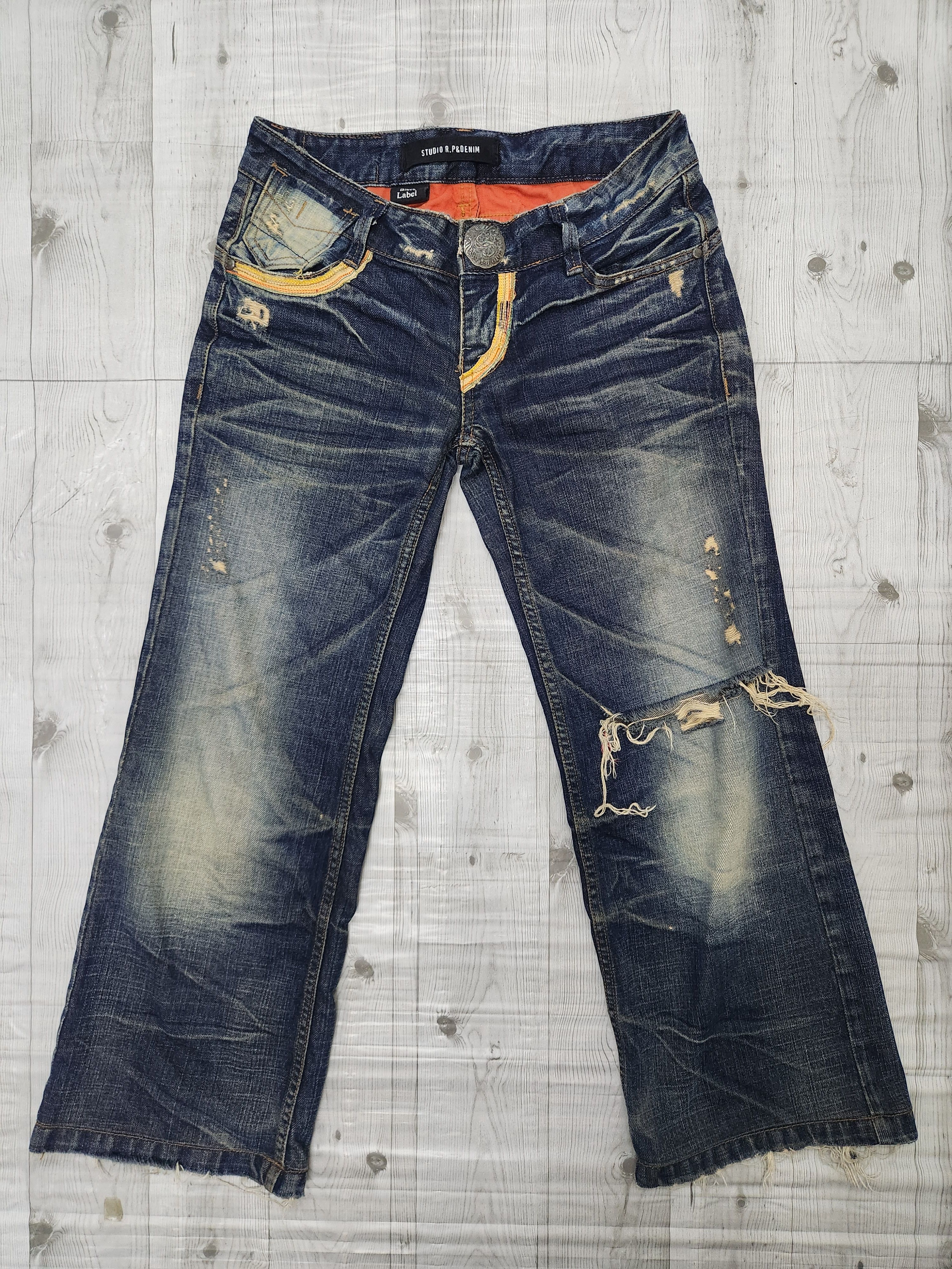 Denim & Co. × Japanese Brand Flared Denim & Co Red Pepper Thrashed Jeans Size US 28 / EU 44 - 2 Thumbnail