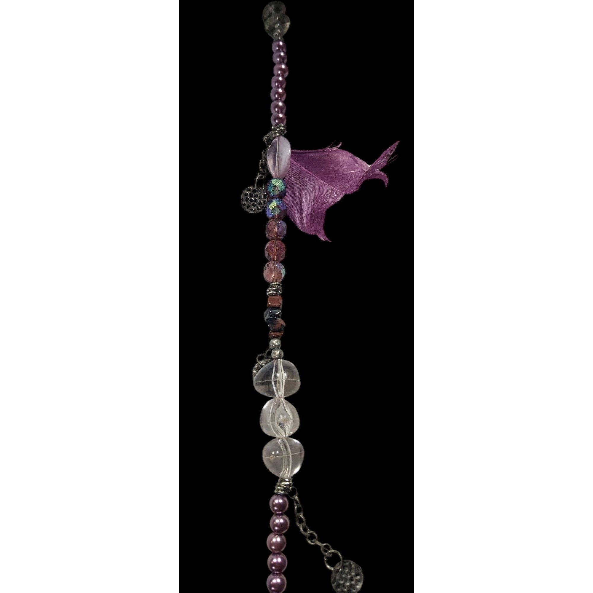 Other Bohemian Purple And Silver Tone Charm And Feather Beaded Nec Size ONE SIZE - 7 Thumbnail
