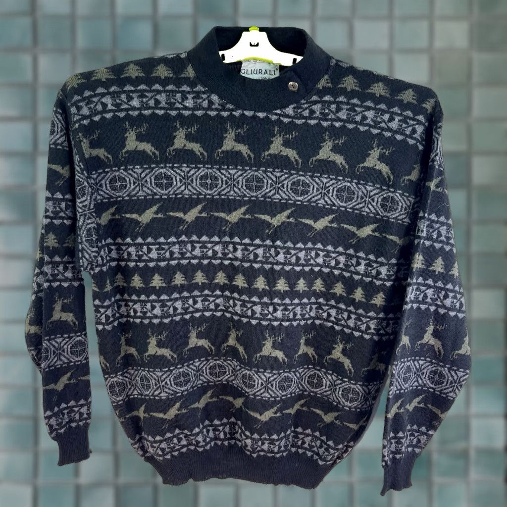 Vintage VTG Gliurali Deer Geese Bohemian Wool Blend Sweater Mens M/L Made Italy Size US M / EU 48-50 / 2 - 1 Thumbnail