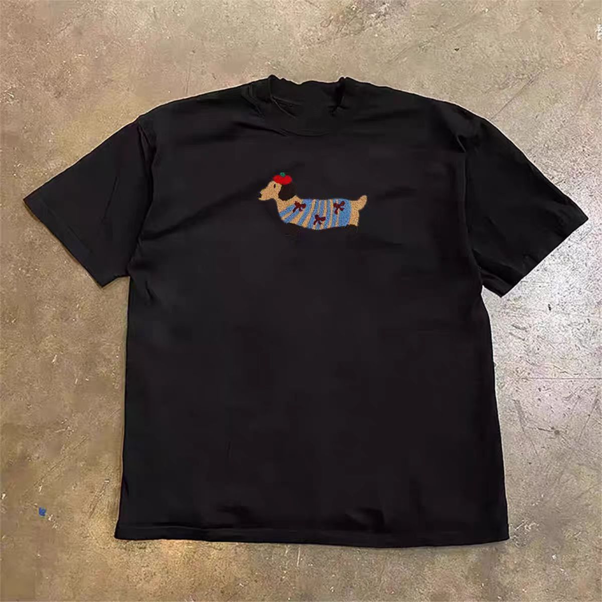 Vintage Black retro dachshund print t-shirt Size US M / EU 48-50 / 2 - 1 Thumbnail
