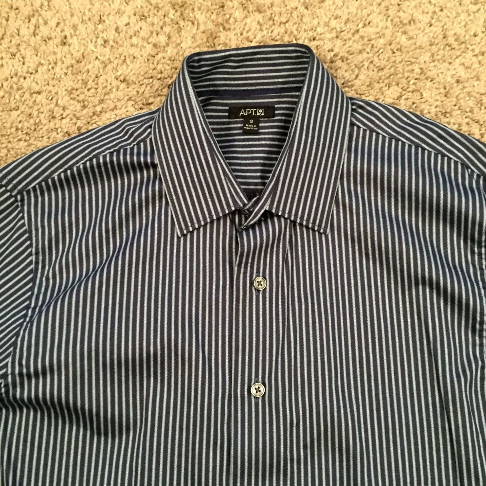 Apt. 9 Apt 9 Shirt Mens Small Blue Striped Long Sleeve Button Up New Size US S / EU 44-46 / 1 - 3 Thumbnail