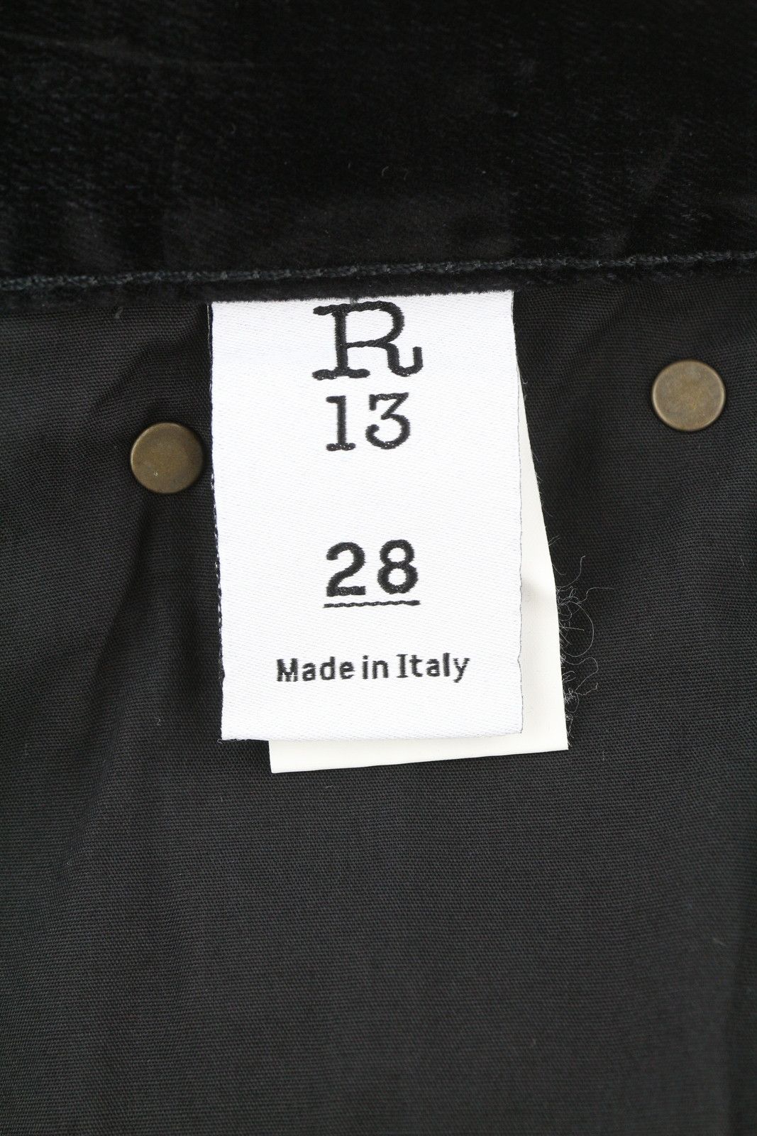 R13 ROMEO 28 Flocked Black Velvet Cropped Low Rise Logo 86248 Size 28" / US 6 / IT 42 - 10 Thumbnail