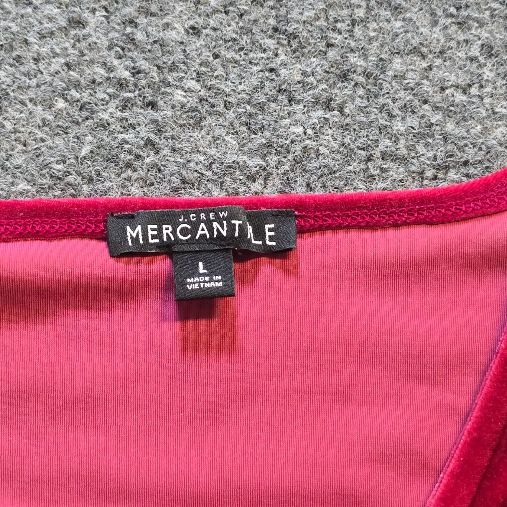 J.Crew J.CREW Blouse Womens Large Red Velour Deep V Long Sleeve Stretch Casual Size L / US 10 / IT 46 - 4 Thumbnail