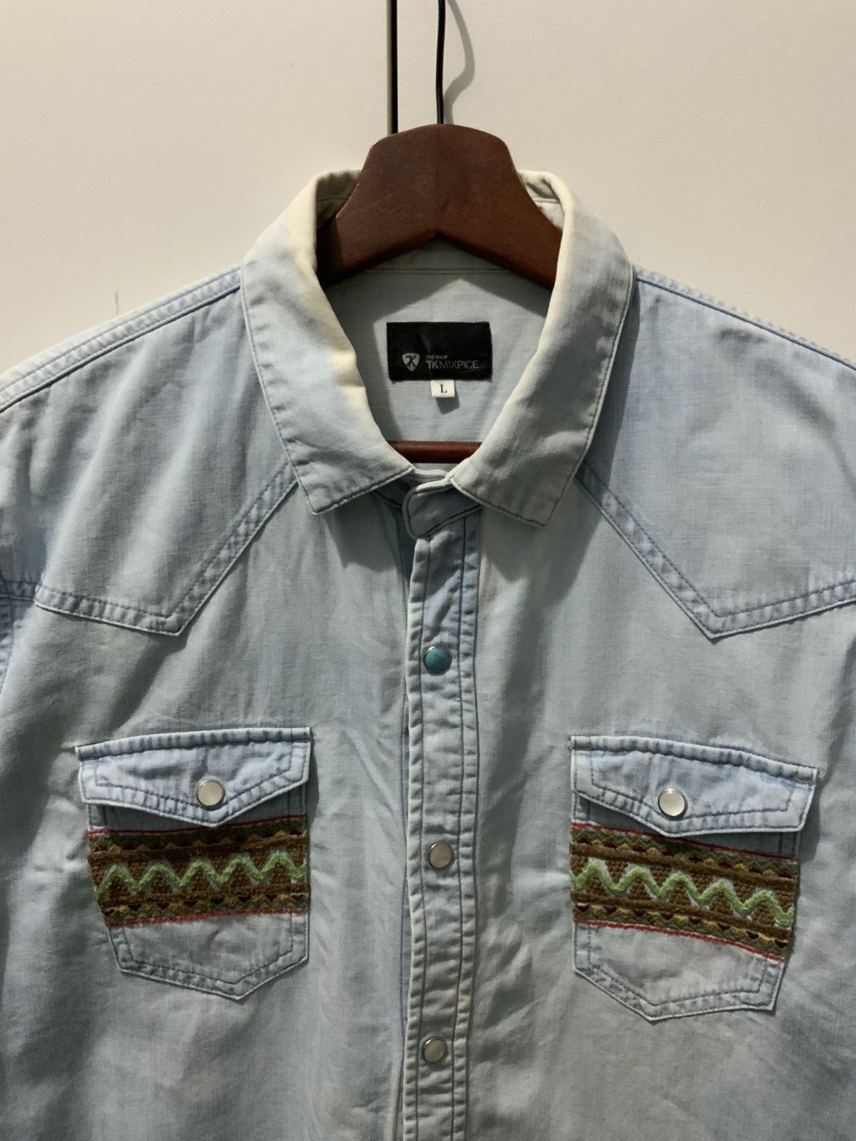 Japanese Brand TK Mix Piece Sashiko Fade Denim Size US L / EU 52-54 / 3 - 5 Thumbnail