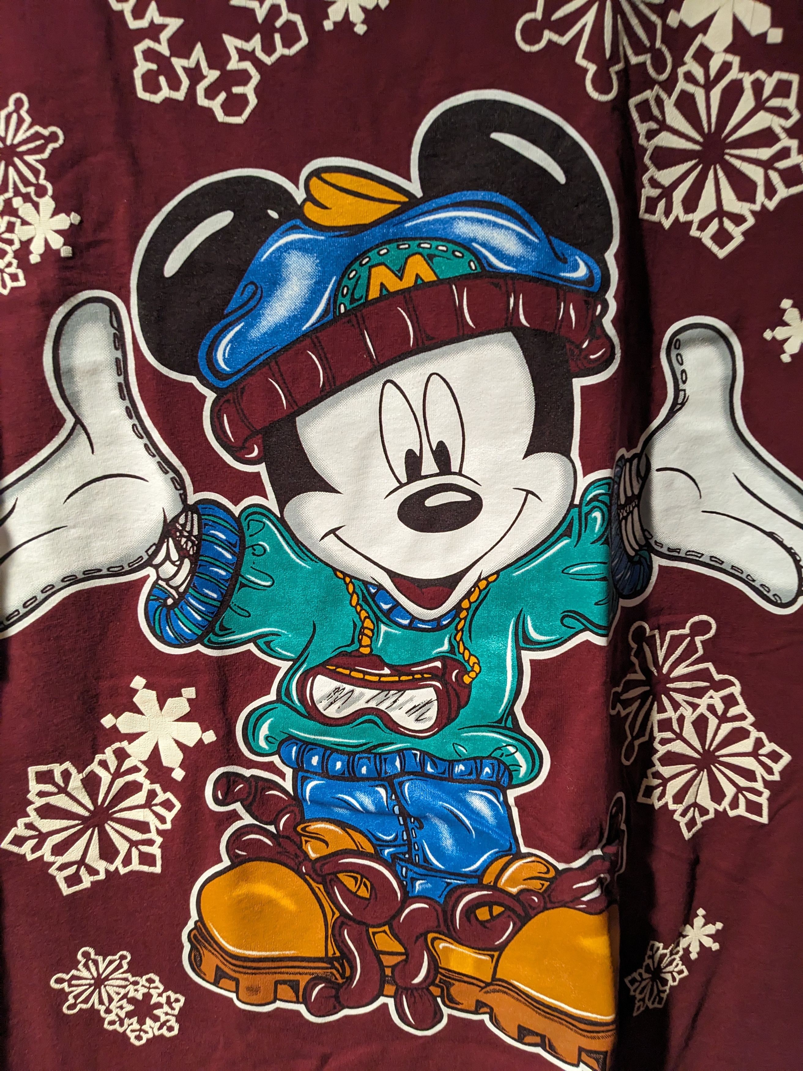 Disney × Mickey Unlimited × Vintage Vintage 90s Mickey Mouse Unlimited Ski Snow Winter T-Shirt Size US XL / EU 56 / 4 - 2 Thumbnail