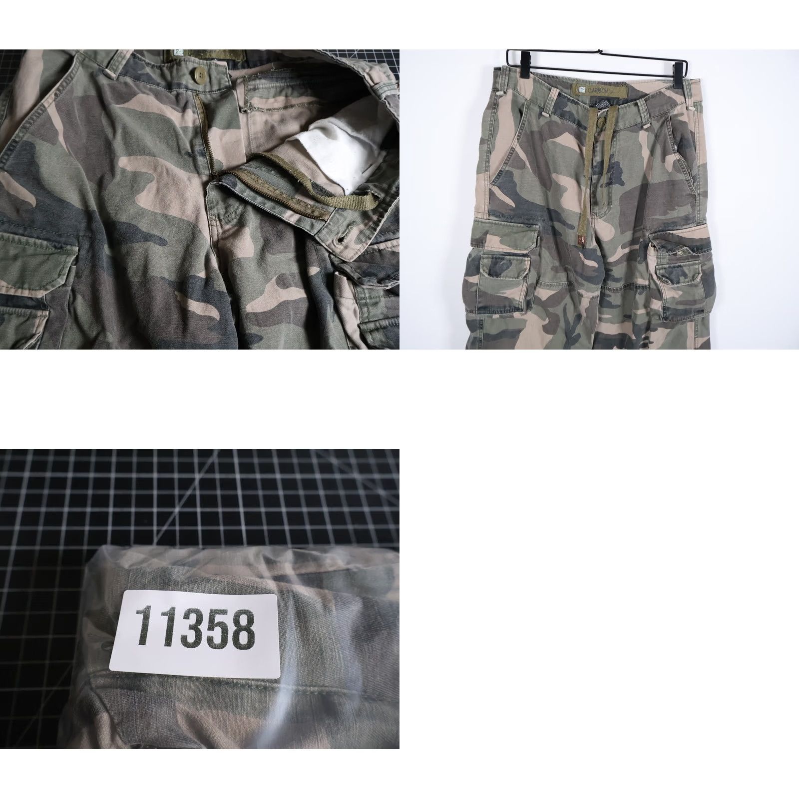 Carbon VTG Carbon Camouflage Cargo Pants Men's 32 x 28 Wide-Leg 10" Leg Opening Regular Inseam 28" Ramie Cotton Blend Vintage Y2K Size US 32 / EU 48 - 9 Thumbnail