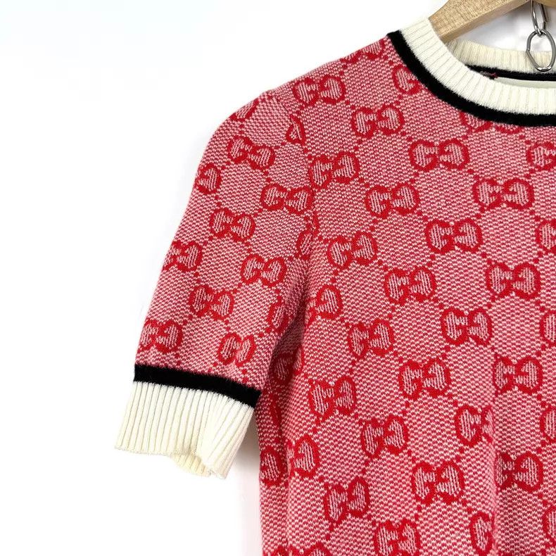 Gucci Gucci Red double G old flower logo knitted short sleeves Size XS / US 0-2 / IT 36-38 - 5 Thumbnail