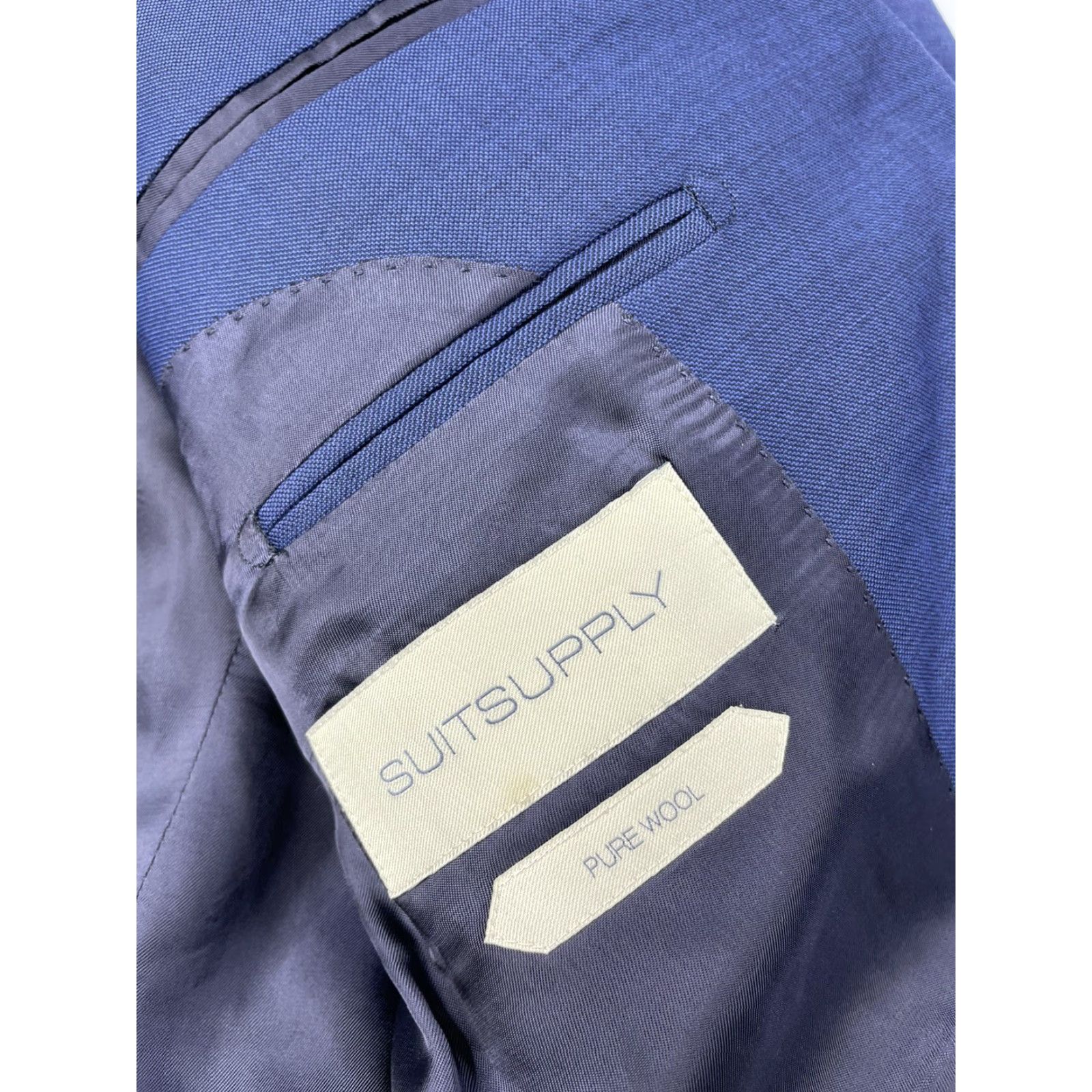 Suitsupply Suitsupply Blazer Wool Blue 2 Button Single-Breasted Slim Long Notch Lapel 38L Mens City Classic Italian Size 38R - 4 Thumbnail