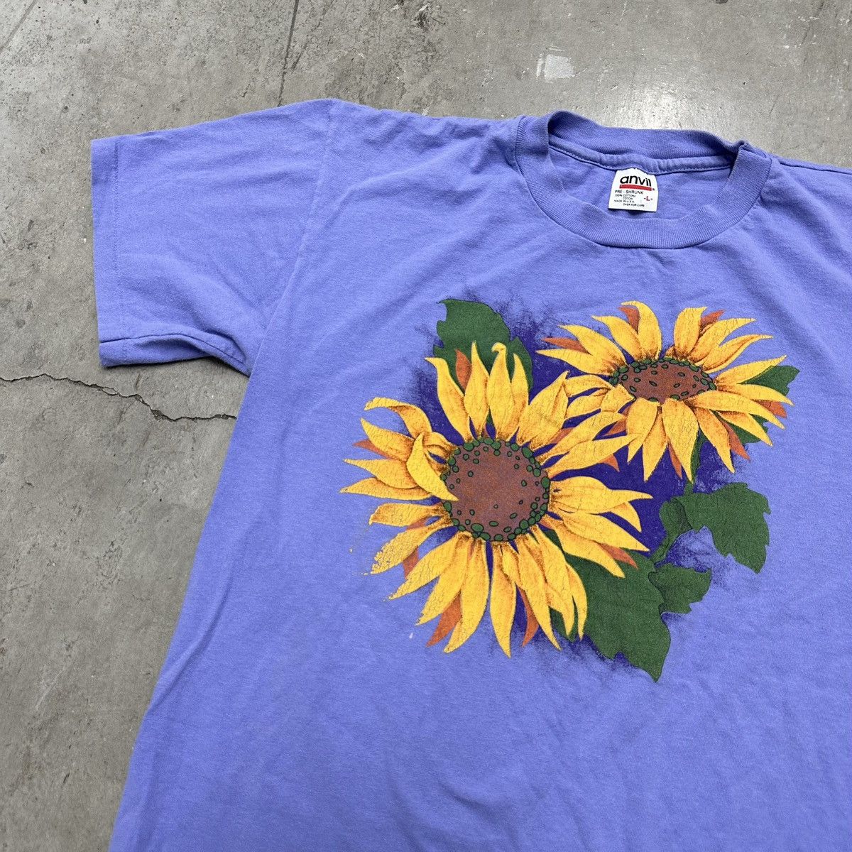 Japanese Brand × Vintage Vintage 90s Nature Flower Lavender Sunflower Tee Size US L / EU 52-54 / 3 - 3 Thumbnail