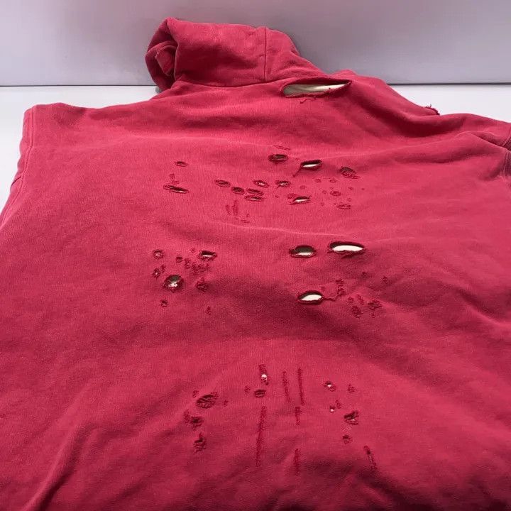 Balenciaga Balenciaga Red Oversized Distressed Hoodie 0079-2507 Size US M / EU 48-50 / 2 - 1 Thumbnail