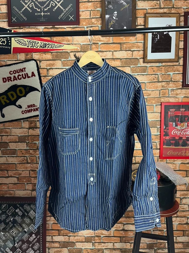 Freewheelers Freewheelers Striped Round Collar Shirt - dmc Size US XL / EU 56 / 4 - 1 Thumbnail