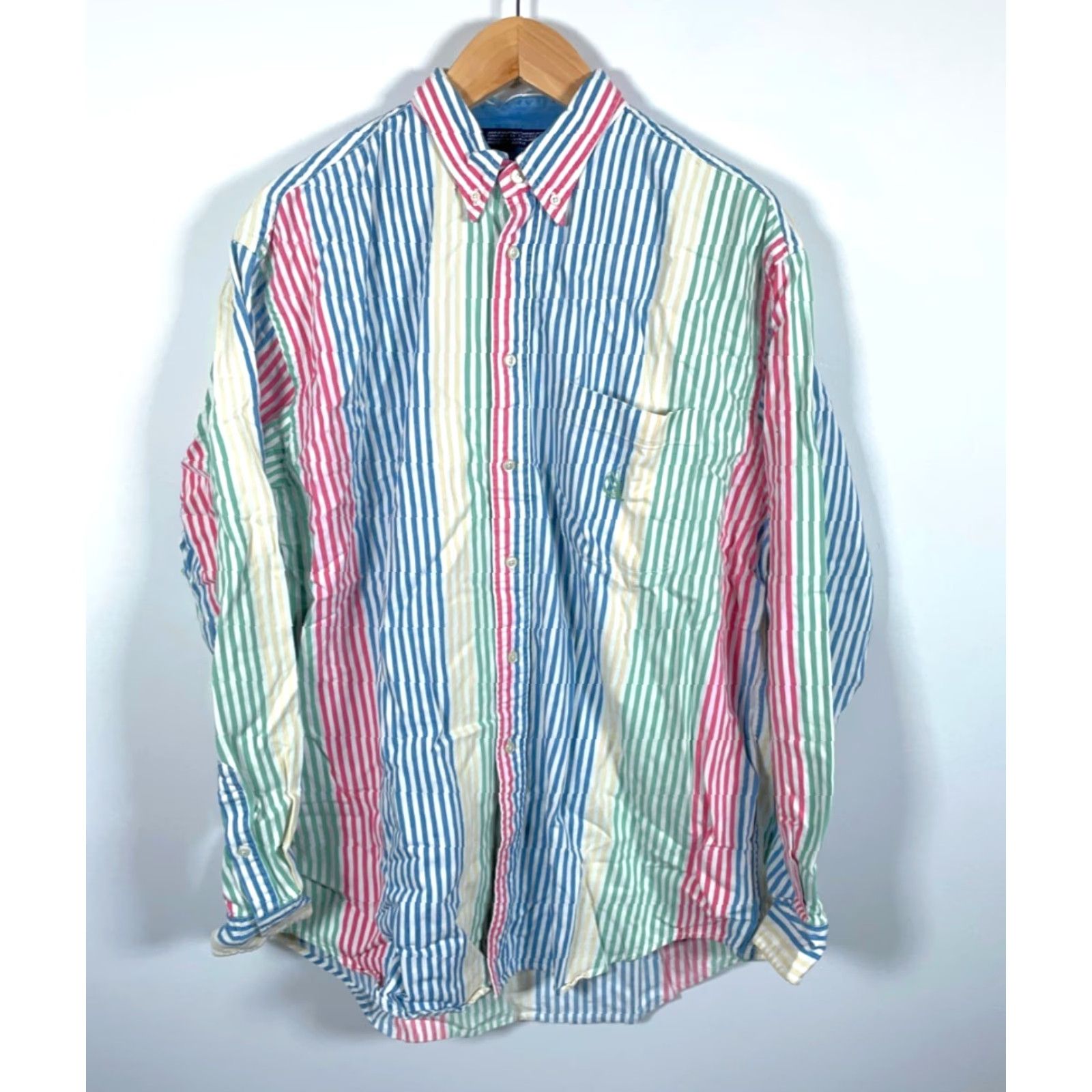 Nautica Nautica Shirt Men's XL Colorful Striped Oversized VTG Preppy Pattern Primary Button-Up Collared Long Sleeve Casual Multicolor Size US XL / EU 56 / 4 - 2 Thumbnail