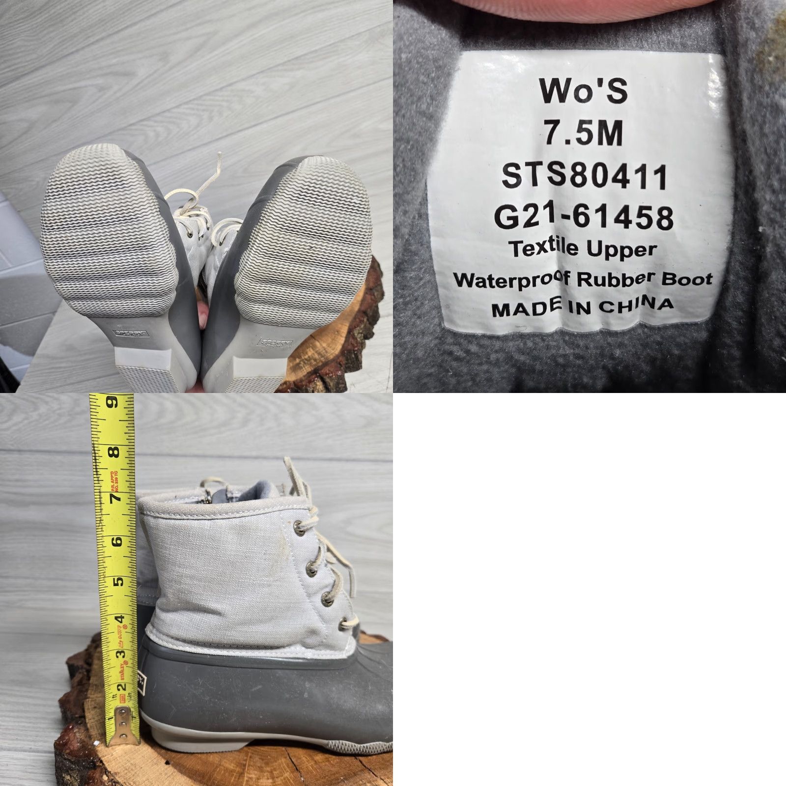 Sperry SPERRY Saltwater Duck Gray Lace Up Ankle Rain Boots Women's Size 7.5M Waterproof Outdoor Size US 8 / IT 38 - 8 Thumbnail
