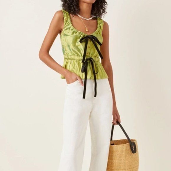 Ciao Lucia CIAO LUCIA Ilaria Silk Sleeveless Top with Velvet Bow Size S / US 4 / IT 40 - 1 Thumbnail