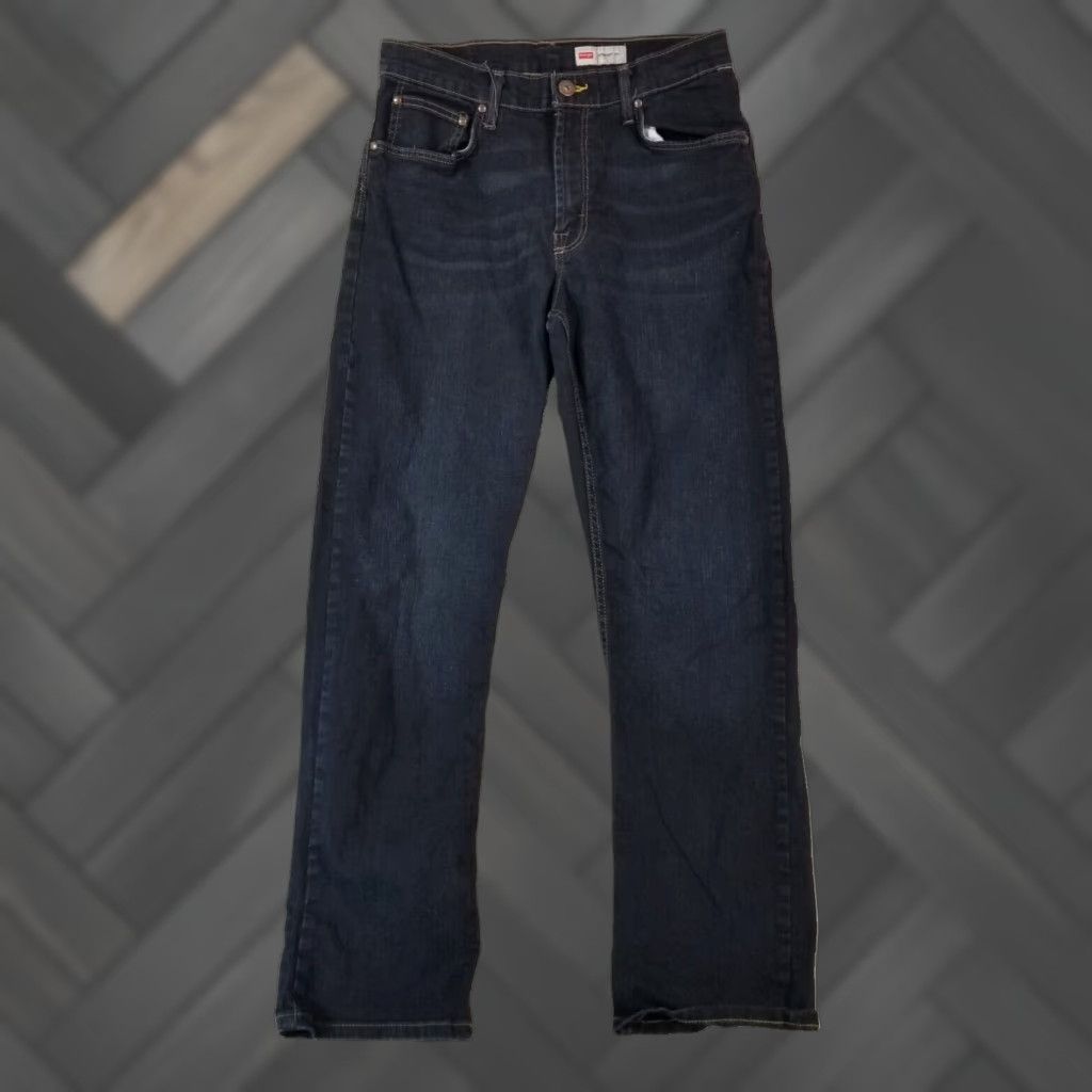 Wrangler Mens Jeans 32x32 Regular Straight Blue Flex Stretch Denim Pants Retro
