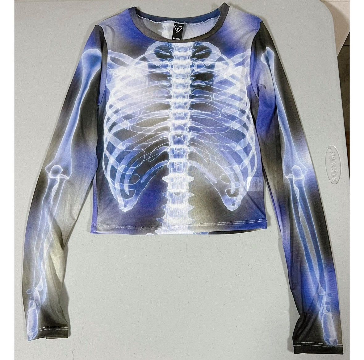 Windsor Smith Blue Skeleton Bones Long Sleeve Shirt Top Blouse Size S 💙✨ Size S / US 4 / IT 40 - 1 Thumbnail