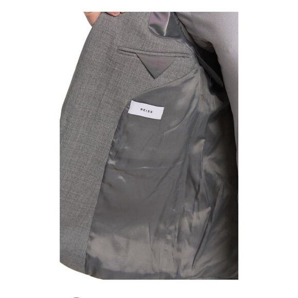 Reiss Reiss Mens Gray Peak Hopsack Woven Wool Blazer Suit Jacket S Size 40R - 4 Thumbnail