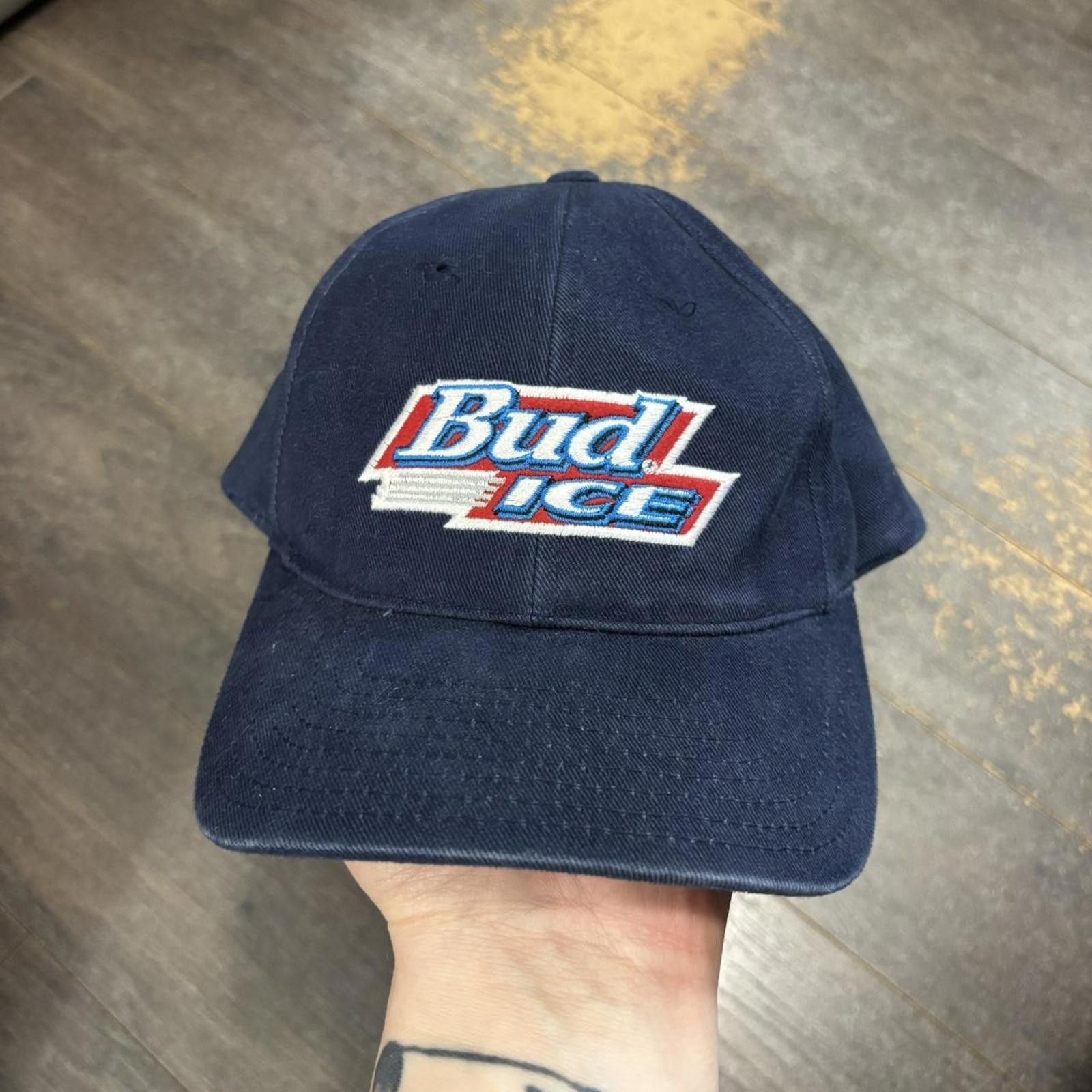 Budweiser vintage bud ice strap back hat 1994 OS Size ONE SIZE - 1 Thumbnail