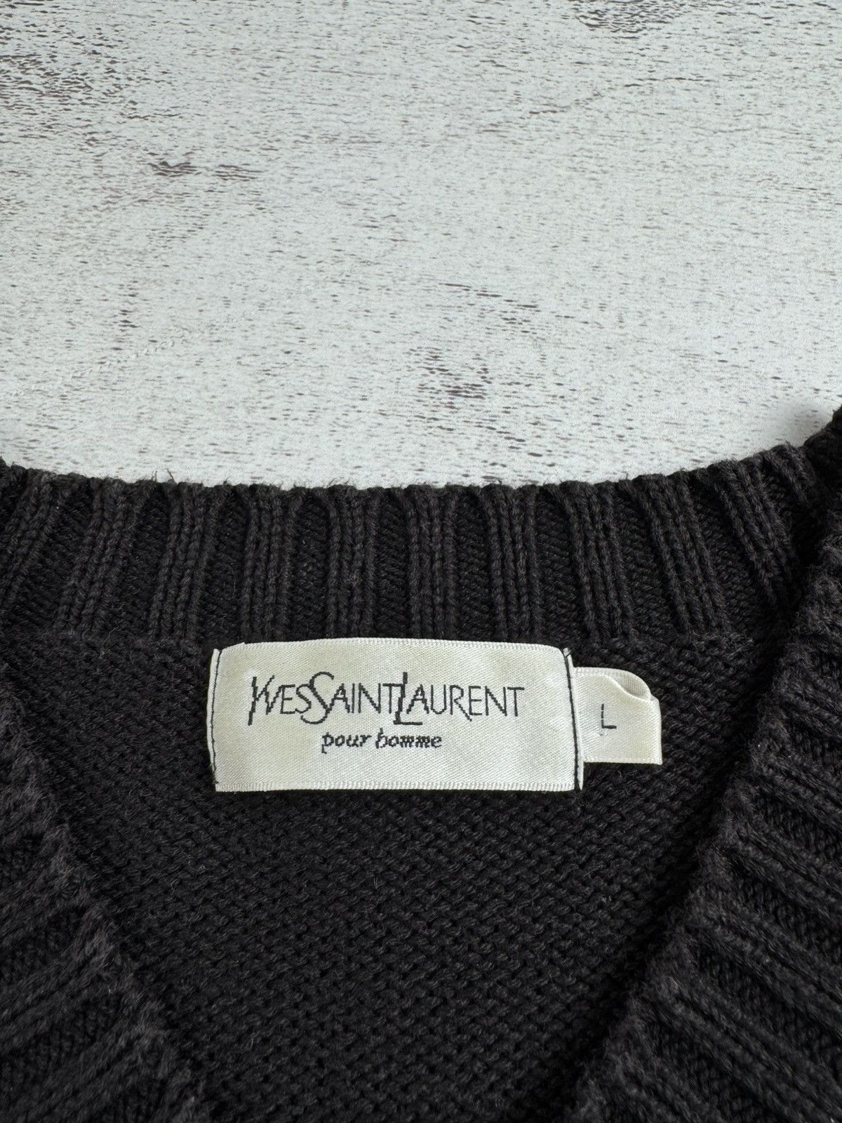 Yves Saint Laurent 90s Yves Saint Laurent YSL Knit V-Neck Sweatshirt Sweater Size US L / EU 52-54 / 3 - 9 Thumbnail