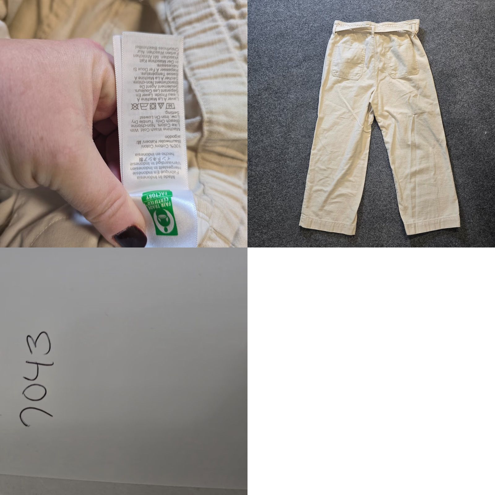 J.Crew J. Crew Pants Womens Size 12 Beige Wide-Leg Cropped Cotton Belted Casual Capsule Shirt? Size 34" / US 12 / IT 48 - 8 Thumbnail