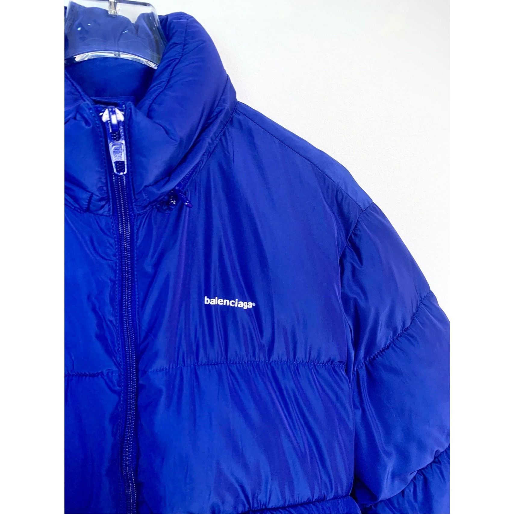 Balenciaga Royal Blue Puffer Jacket With Stand-Up Collar & Z
