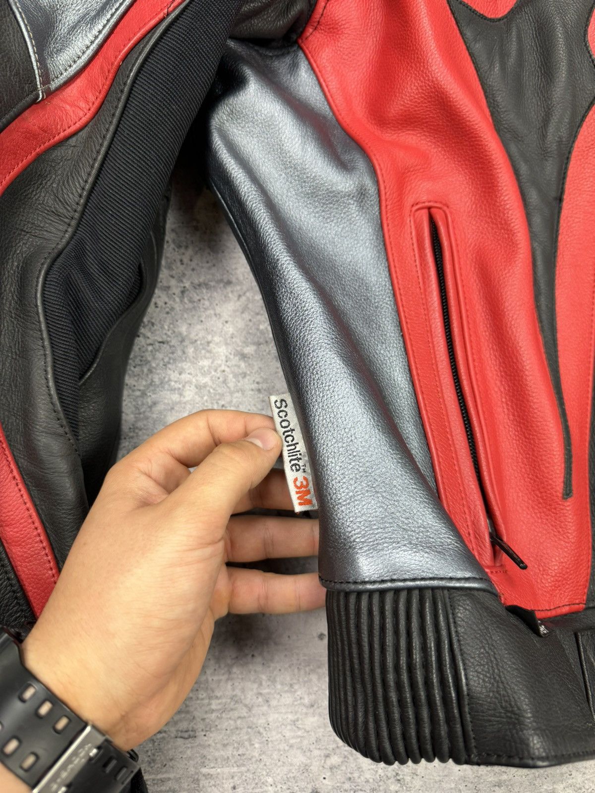 Genuine Leather × Vintage Vintage IXS Y2K Leather Reflective Racing Moto Bomber Jacket Size US M / EU 48-50 / 2 - 11 Thumbnail