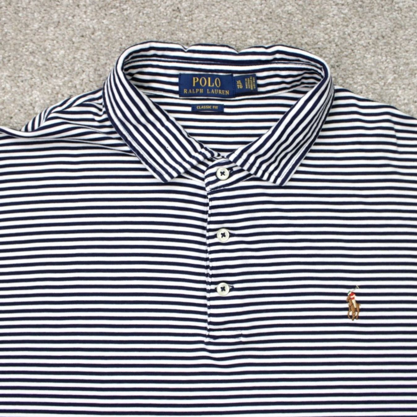 Polo Ralph Lauren Polo Ralph Lauren Shirt Mens XL Black/White Classic Fit Cotton S/S Polo by Ralph Lauren Shirt, Regular, Logo, Preppy (Vintage: No) Size US XL / EU 56 / 4 - 5 Thumbnail
