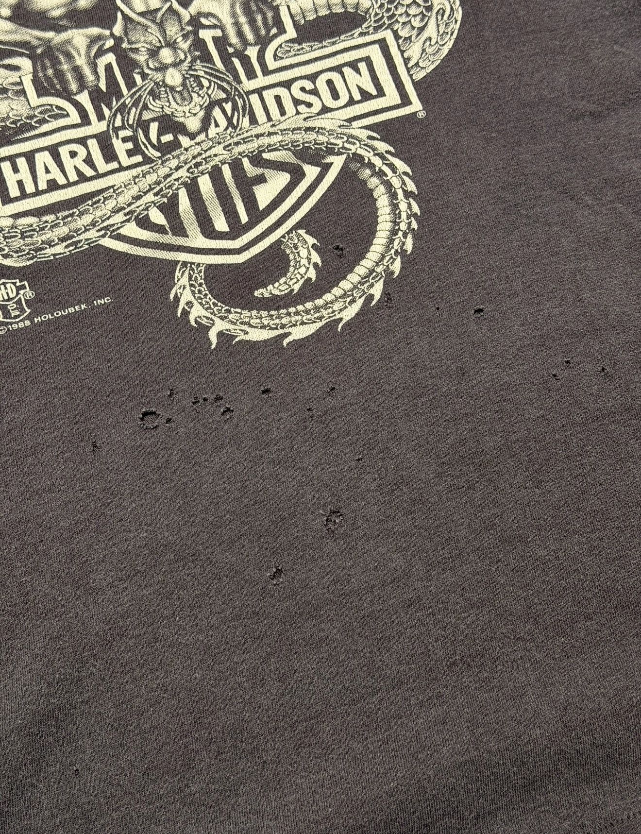 Vintage *RARE* HARLEY DAVIDSON VINTAGE 1988 HOLOUBEK DRAGON FADED Size US XL / EU 56 / 4 - 7 Thumbnail