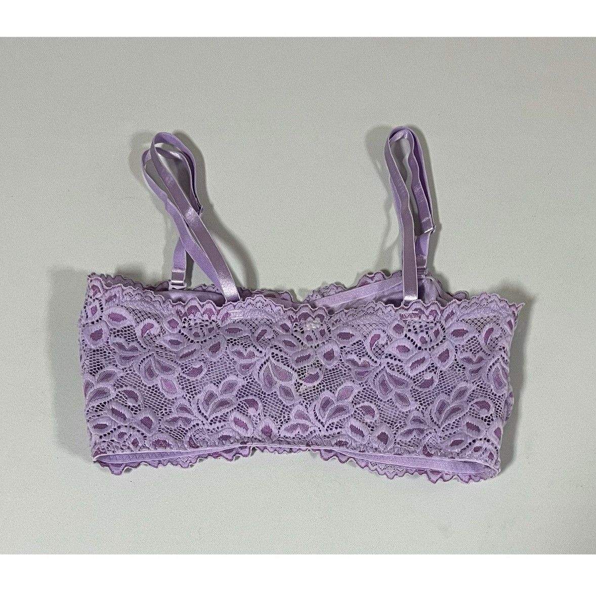 Vintage Purple Floral Lace Bandeau Bra Bralette Crop Top Size M 🪻 Size M / US 6-8 / IT 42-44 - 3 Thumbnail