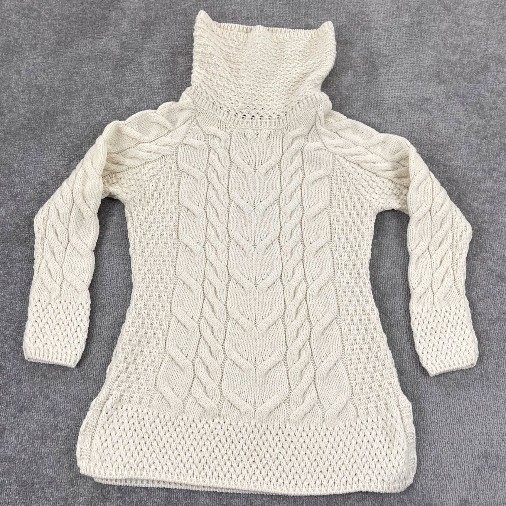 Vintage SHANNON Sweater Women Small Ivory White Merino Wool Heavyweight Knit Roll Neck Size S / US 4 / IT 40 - 2 Thumbnail