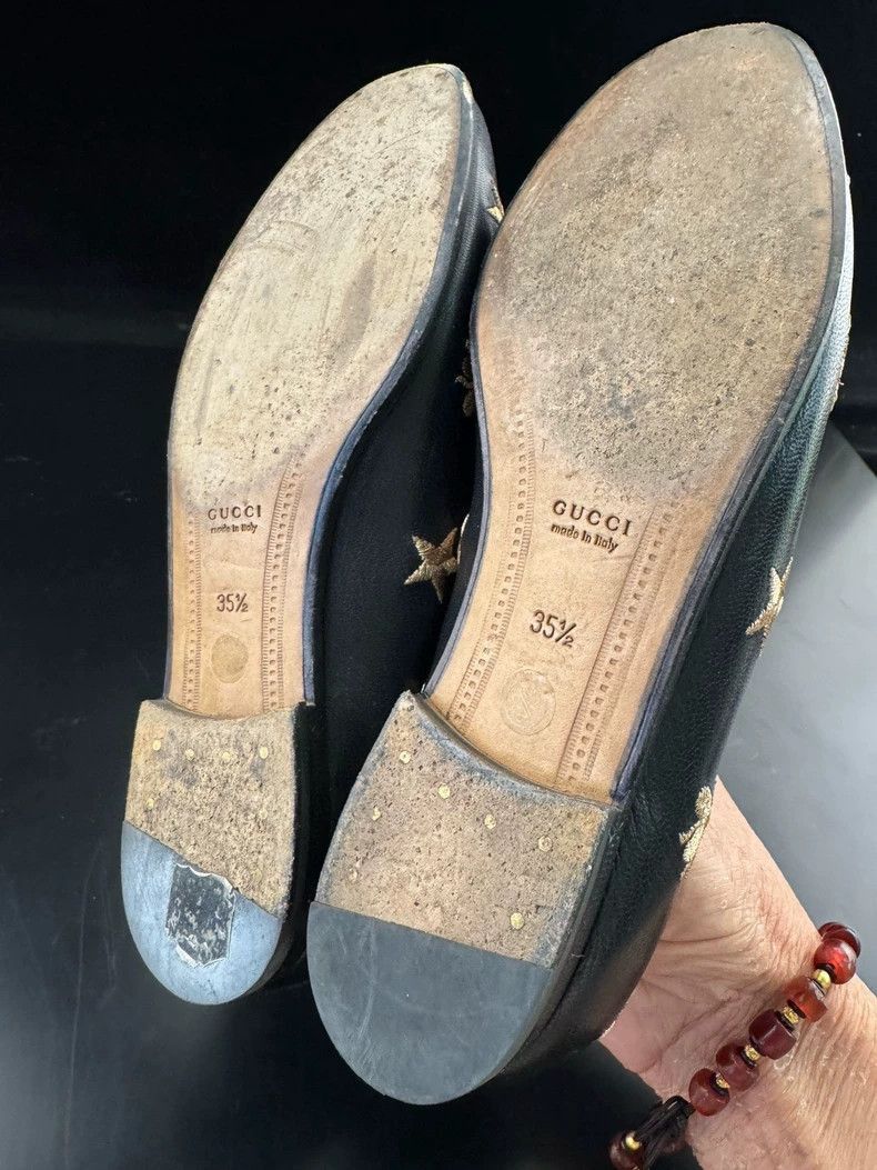 Gucci Gucci Jordaan Black Embroidered Flats for Women-2506 Size US 5 / IT 35 - 6 Thumbnail