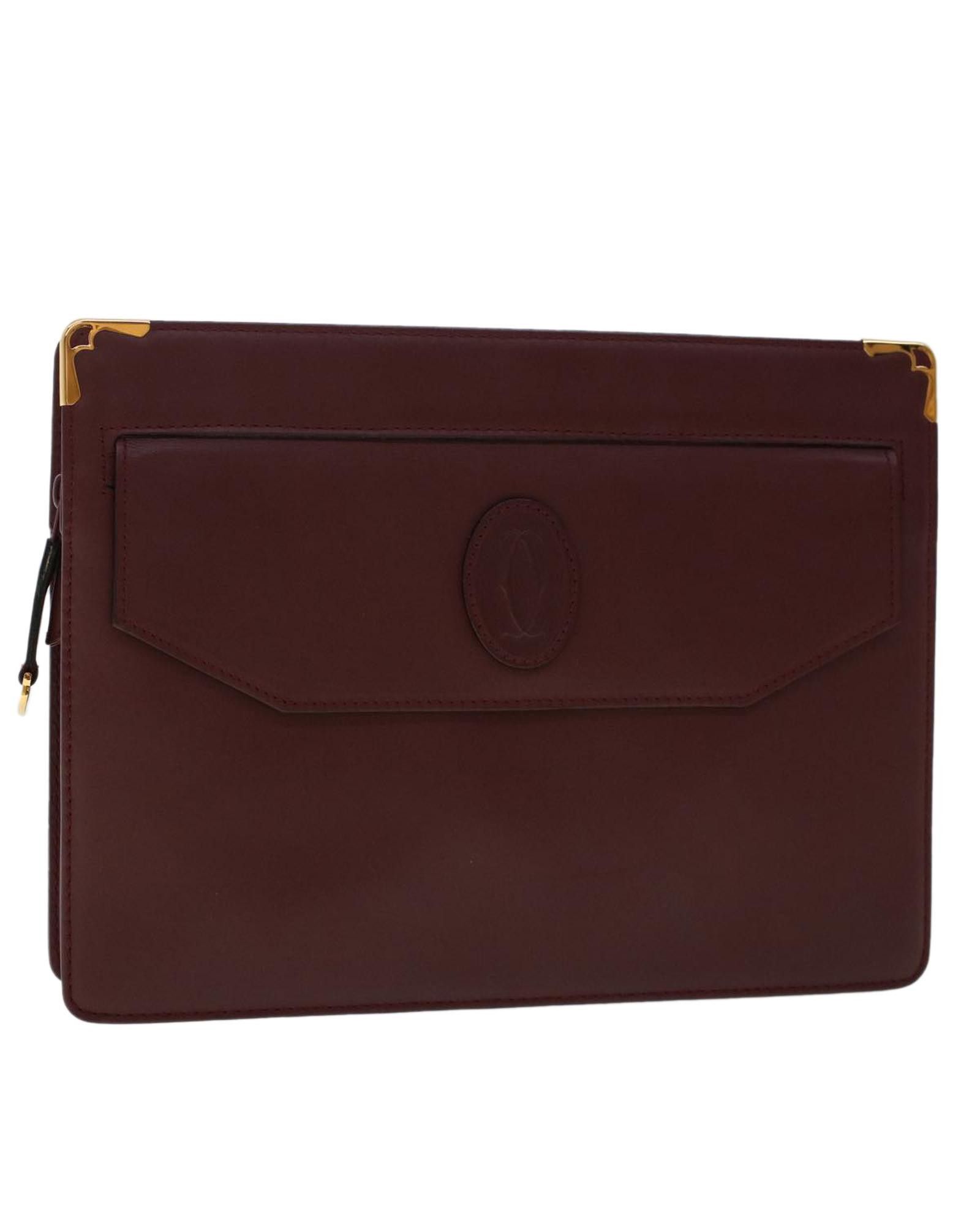 image of Must Line Red Leather Clutch By Cartier, Women's
