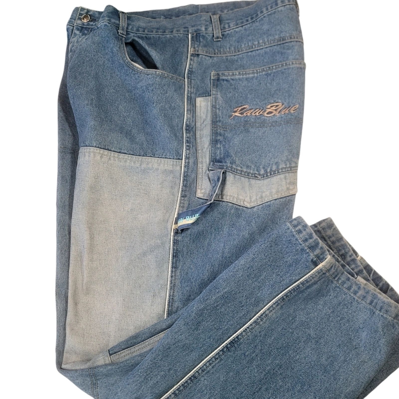 Vintage Vintage Raw Blue Patchwork Baggy Hip Hop Y2K jeans sz 38x32 Size US 38 / EU 54 - 8 Thumbnail