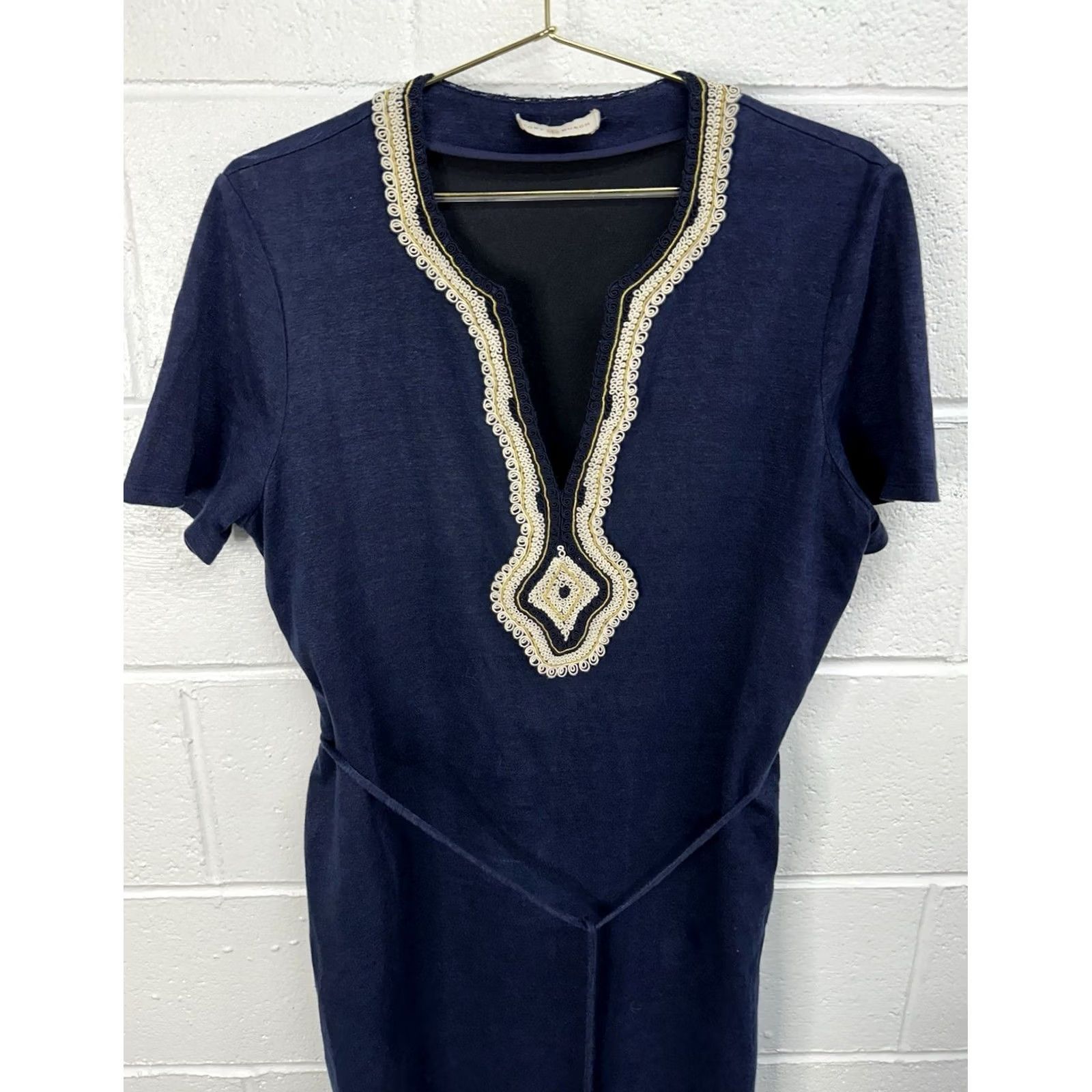 Tory Burch Tory Burch Liliana Soutache Linen Dress Navy Blue S Dress Knee Length Women Linen Color Blue 90s? Market? Size S / US 4 / IT 40 - 6 Thumbnail