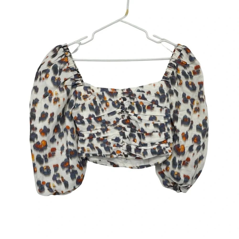 NOCTURNE NOCTURNE LEOPARD PATTERN RUCHED CROPPED TOP BLOUSE Size XS / US 0-2 / IT 36-38 - 4 Thumbnail
