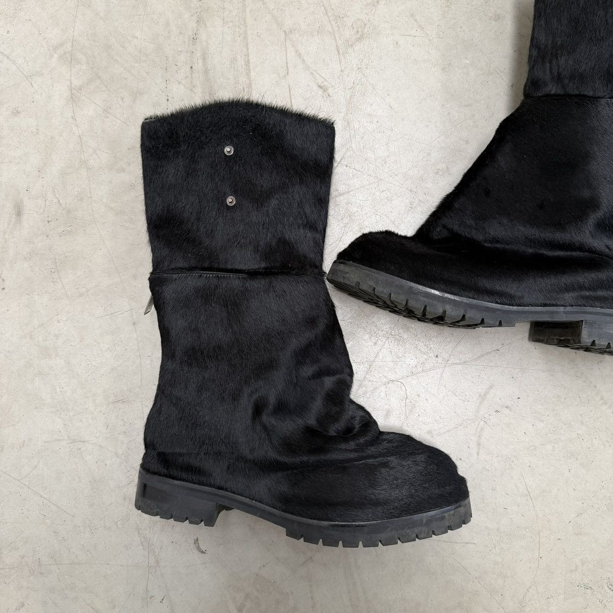 424 424 Dragonrider Pony Hair Black Boots (EU46) Size US 13 / EU 46 - 2 Thumbnail