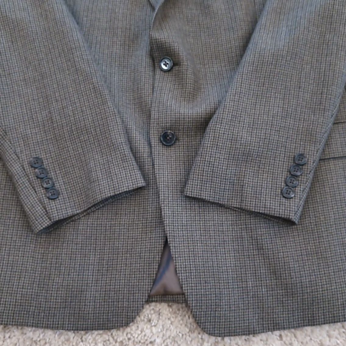 Ralph Lauren Lauren Ralph Lauren Blazer Mens 46 Gray Plaid Wool Two Button Single Vent Buttoned Front Notch Lapel Crew? Size 46R - 4 Thumbnail