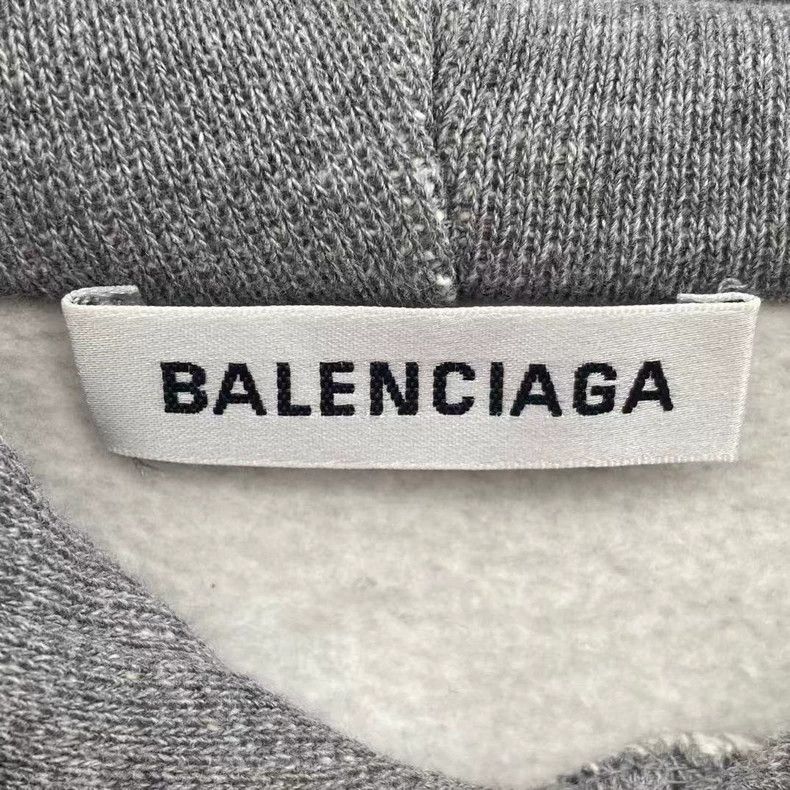Balenciaga Balenciaga Grey Wheat Double B Letter Hoodie Size US L / EU 52-54 / 3 - 3 Thumbnail