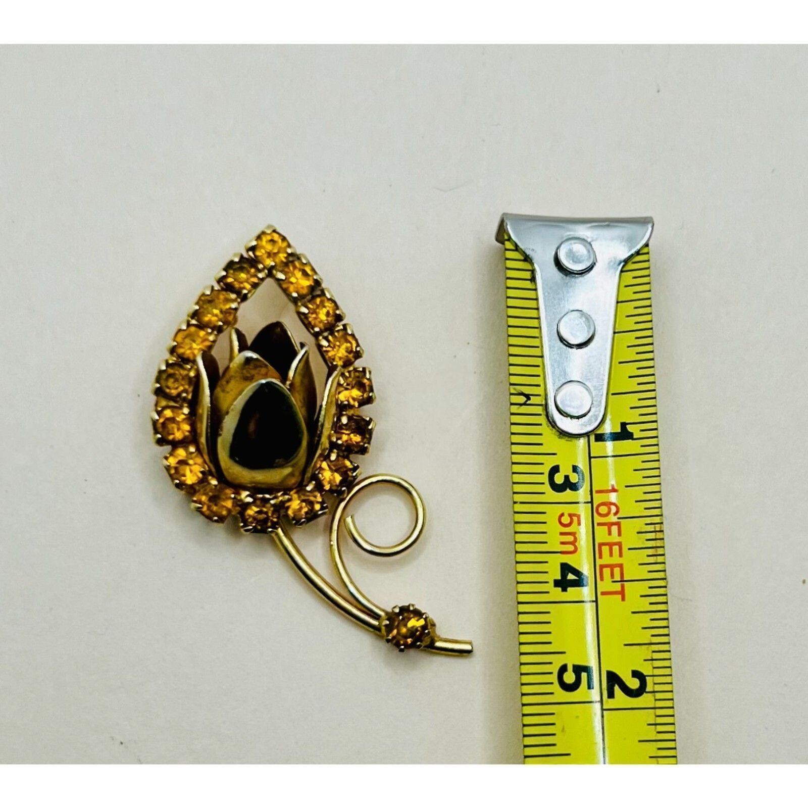 Other Rare Tulip Peach Rhinestone Brooch Vintage 3D Art Nouveau Size ONE SIZE - 4 Thumbnail