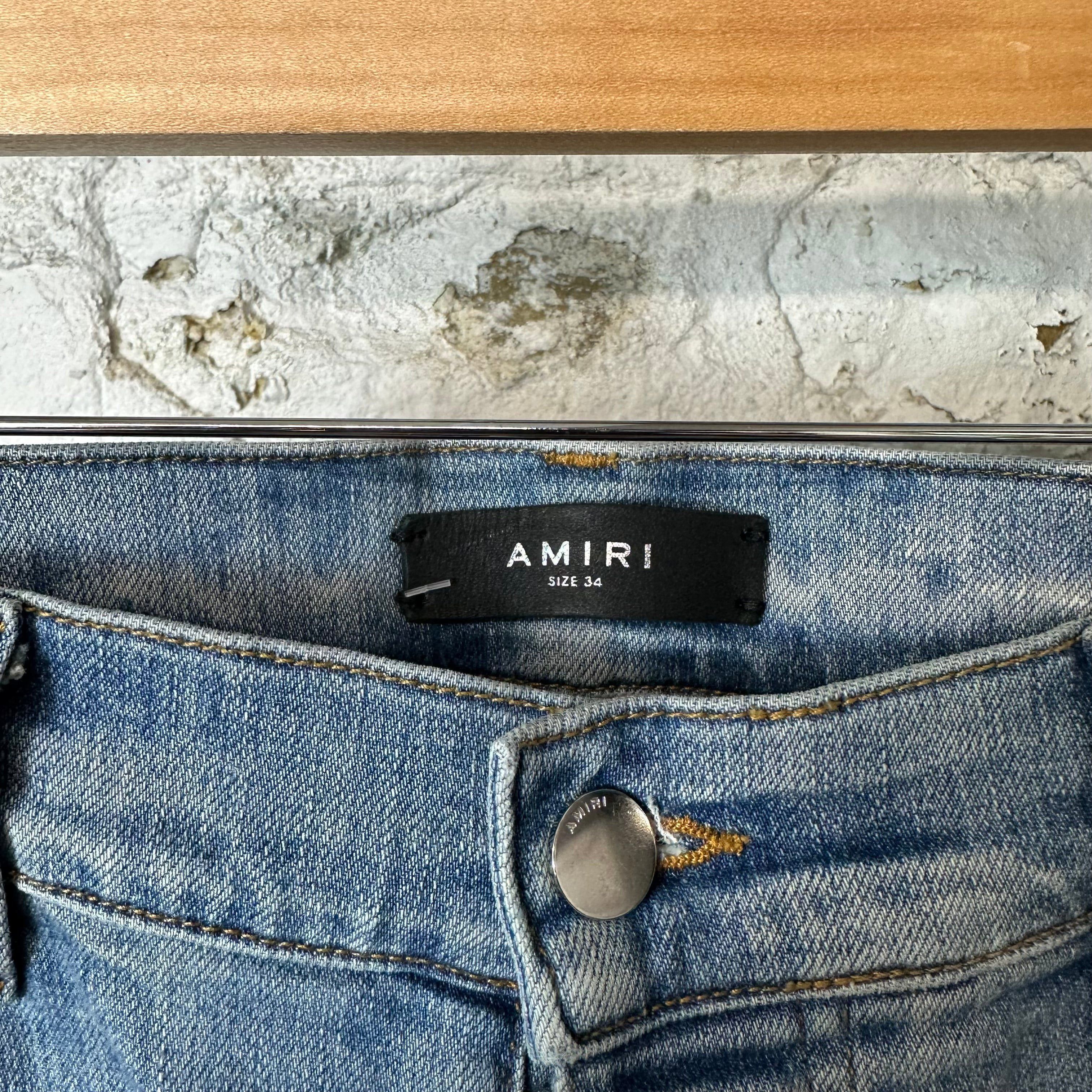Amiri Amiri Plain Distressed Blue Denim Jeans Sz 34 Size US 34 / EU 50 - 3 Thumbnail