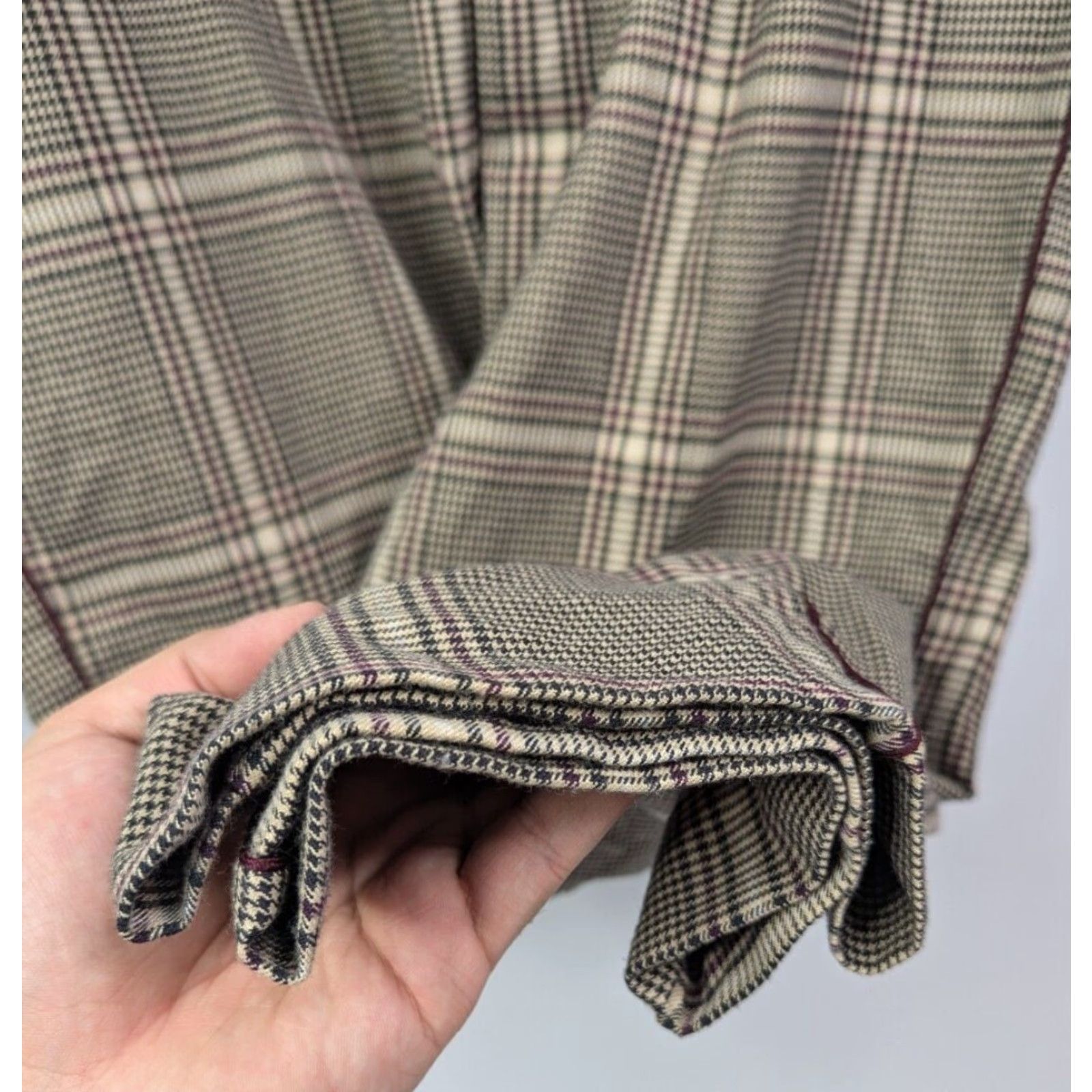 Abercrombie & Fitch Abercrombie & Fitch Womens Houndstooth Pant XL Beige Flared Ankle High Rise Sim- one? Size 40" / US 18 - 4 Thumbnail