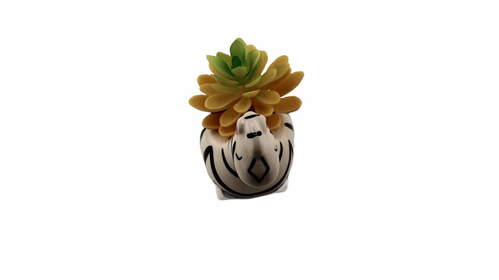 Designer Zebra Ceramic Planter with Artificial Succulent Size ONE SIZE - 1 Thumbnail