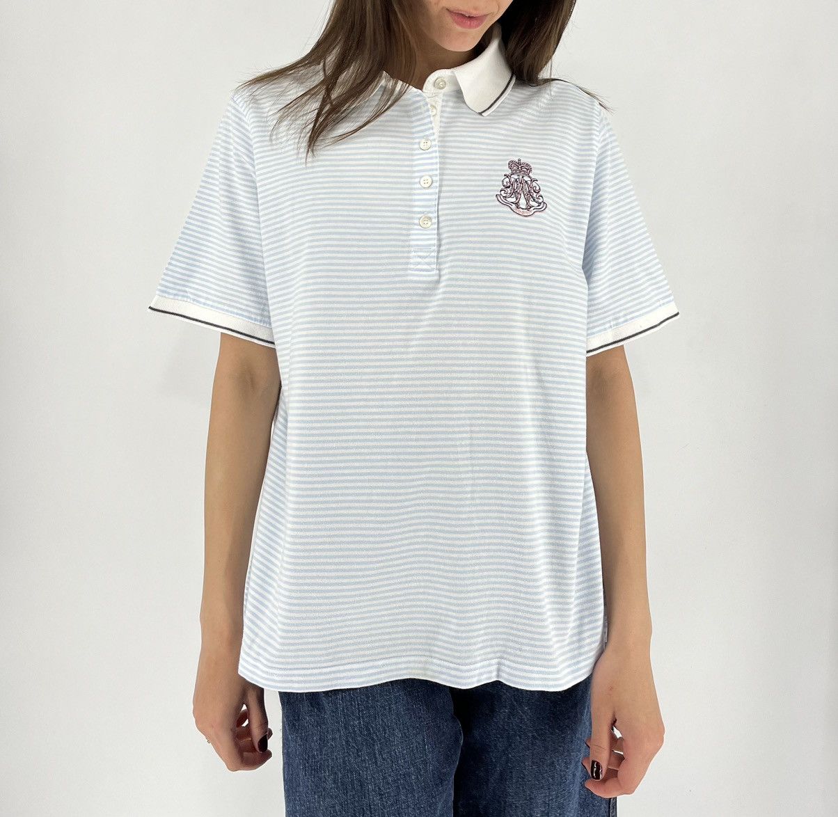 Bogner Bogner Premium Women’s Short Sleeve Striped Polo Shirt Size XXL / US 16-18 / IT 52-54 - 3 Thumbnail