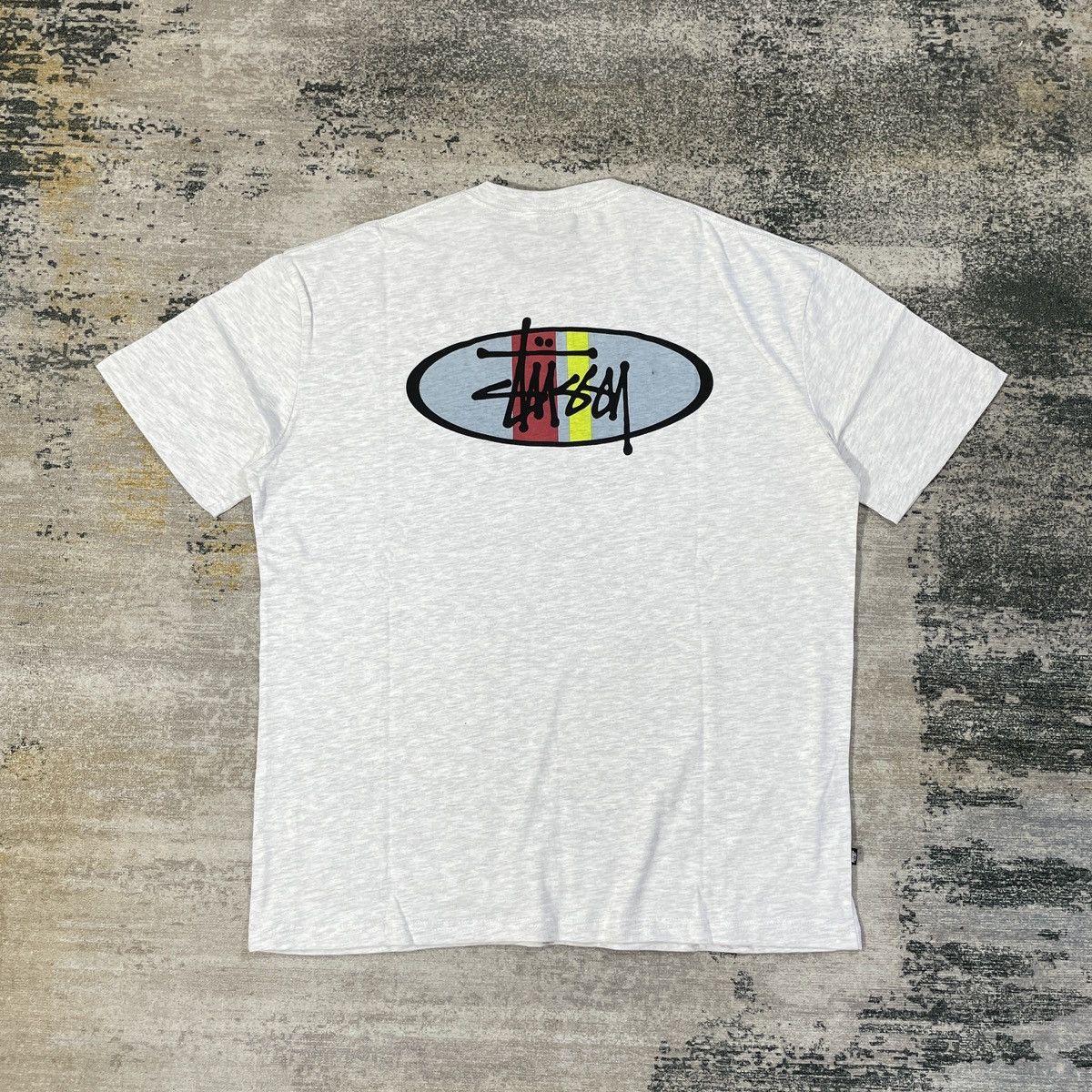 Stussy × Vintage Stussy Oval Tshirt Ash Heather XL Size US XL / EU 56 / 4 - 1 Thumbnail