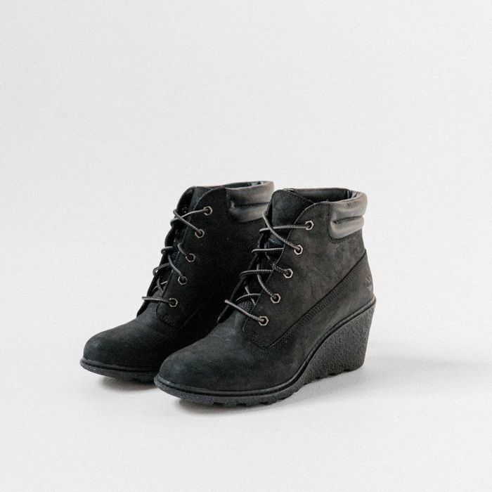 Women's black timberland hot sale wedge boots